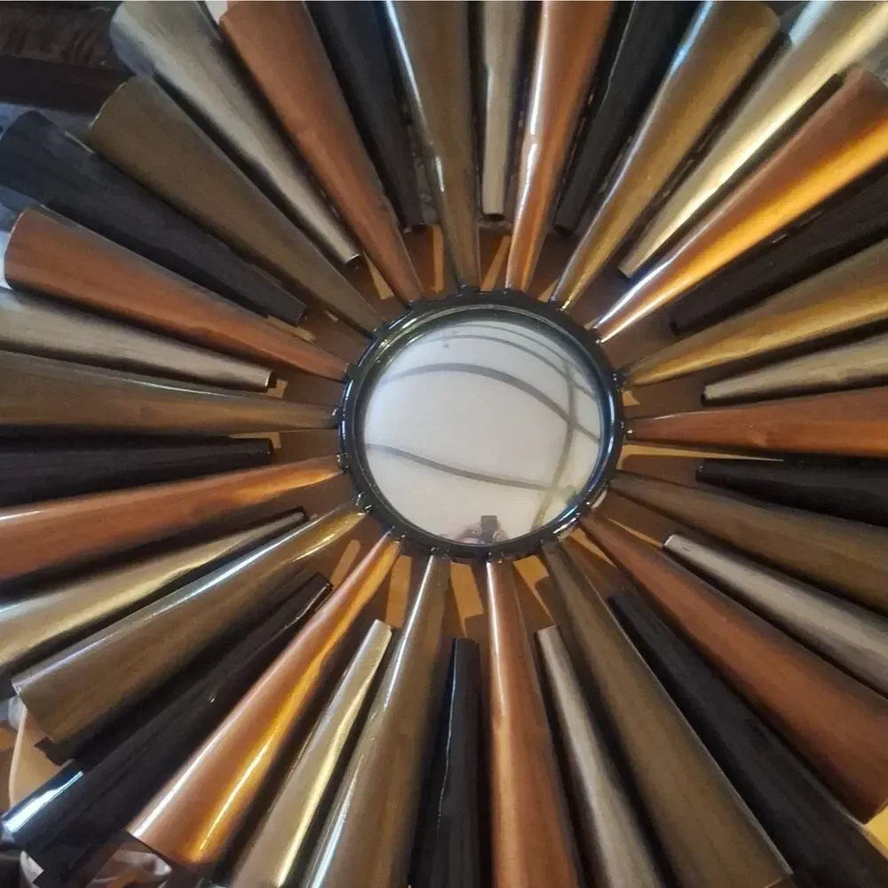 Sunburst/Starburst Wall Mounted Accent Mirror, Metal Framed, Black Gold Bronze